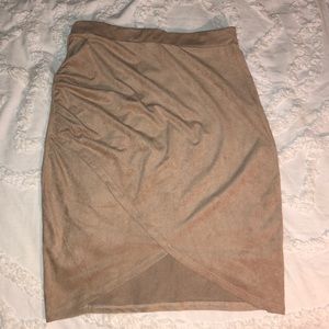 Tan Charlotte Russe soft pencil skirt